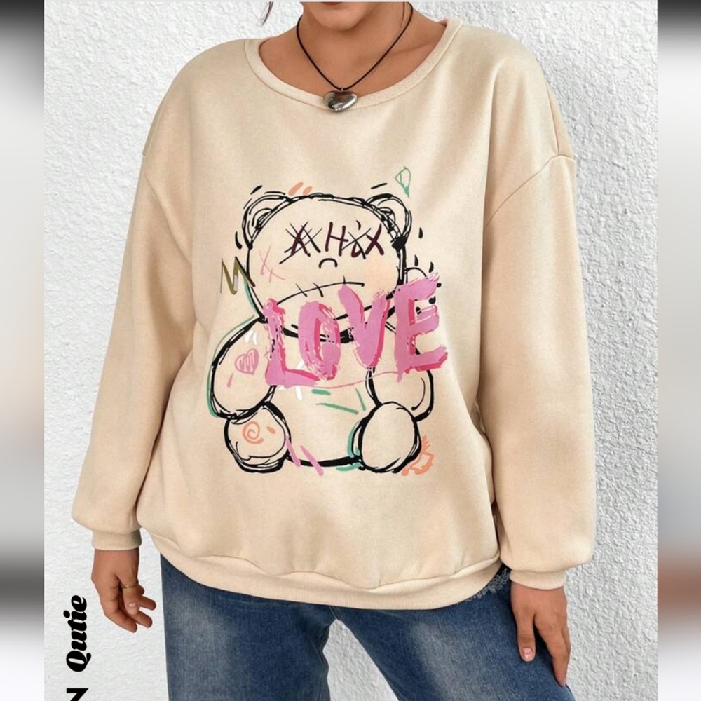 SHEIN Qutie Women's L  Teddy Bear Sweatshirt